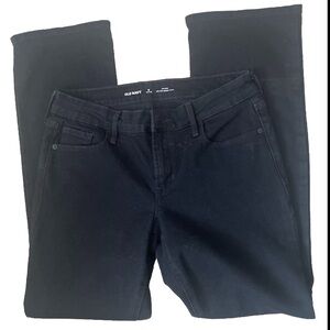 Women Black Jeans 6 Petite Mid Rise Boot Cut Denim Old Navy #biker #moto